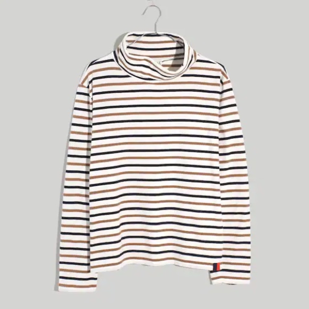 KULE Striped Long Sleeve Tee - White, Black, Tan